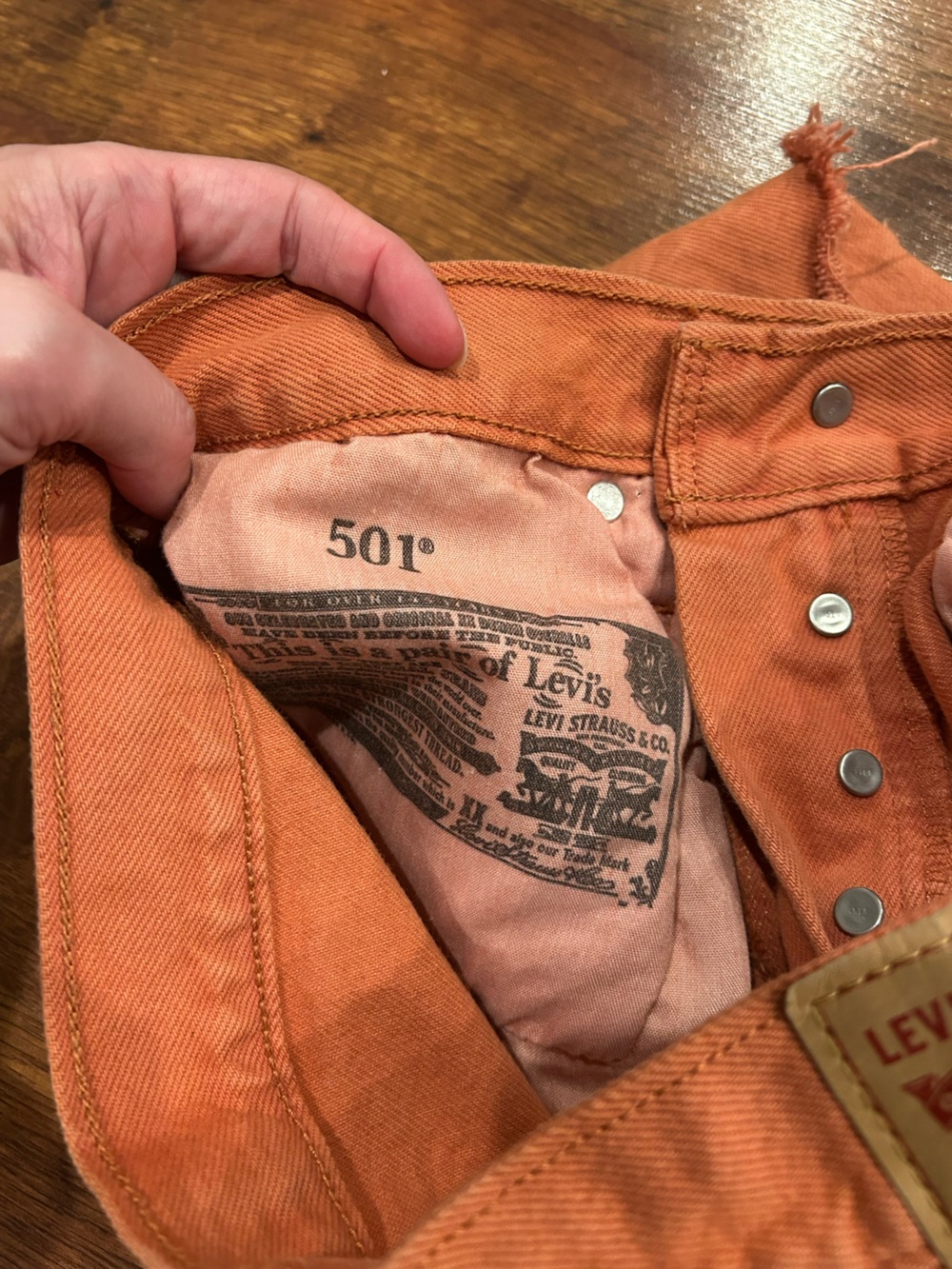 Levi Strauss Orange Denim Shorts Size 26 Jean Shorts 100% Cotton High Rise - Picture 4 of 9